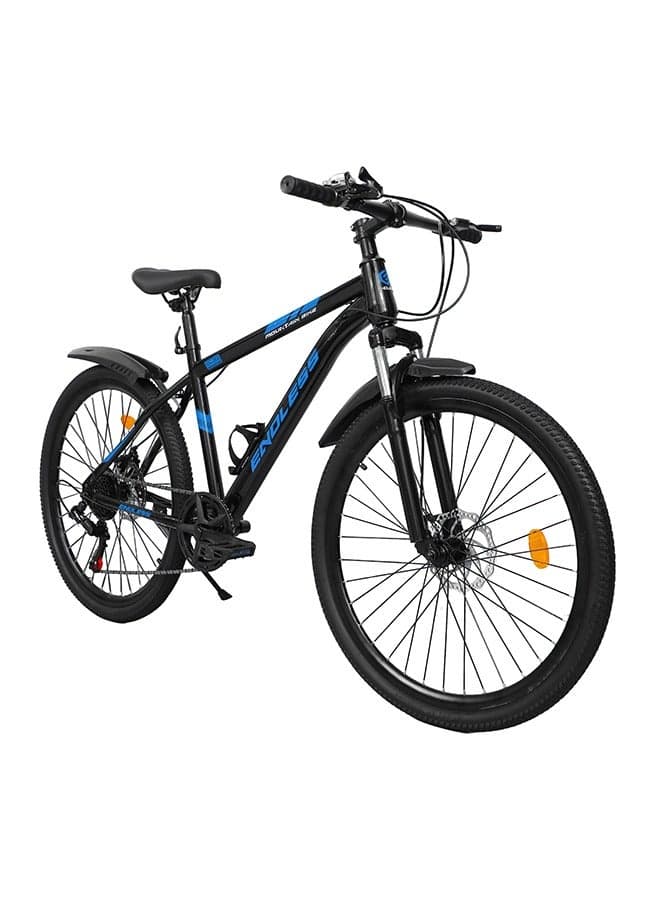 High Carbon Steel Mountain Bike|18 Inch Frame Size | 26 Inch Wheel Size | 7 Speed Shimano Gear | Dual Disc Brakes | Bike For Men & Women | Black Blue Color