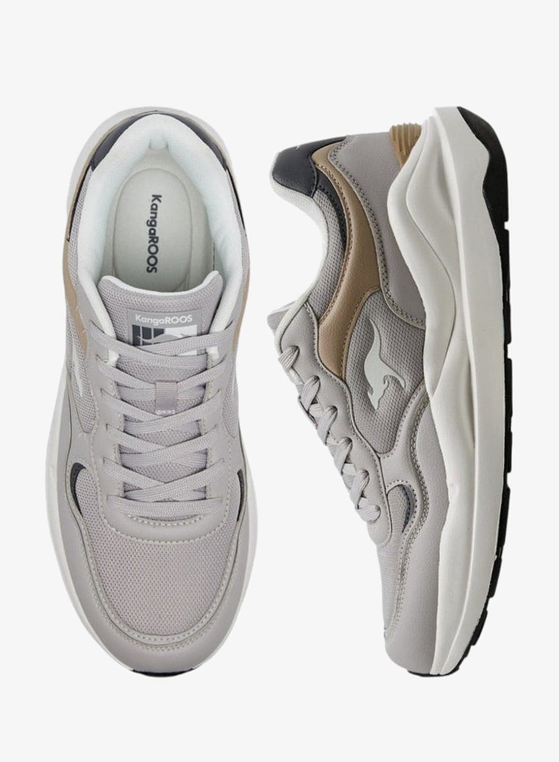 Men's Panelled Sports Shoes with Lace-Up Closure