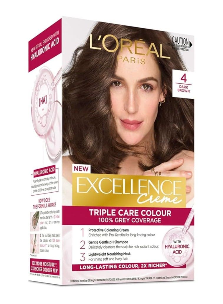 Excellence Creme Triple Care Color, 4 Brown (Packaging may vary Arabic/English Packaging)