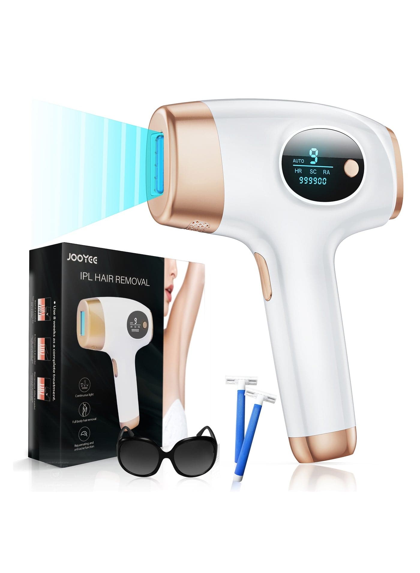 Laser Hair Removal Results in 4 weeks Permanent IPL Hair Removal with 9 Energy Levels 3 Functions 999900 Flashes