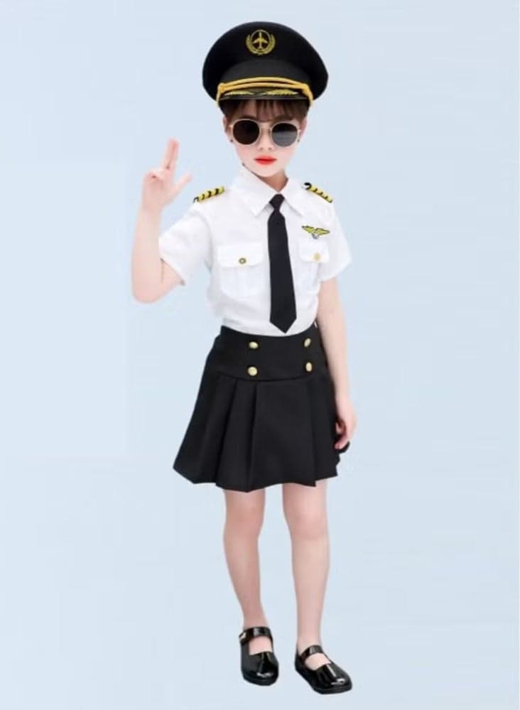 Dress Up Pilot Costume for Girls - Airline Captain Uniform - Career Day Dress Up for Children