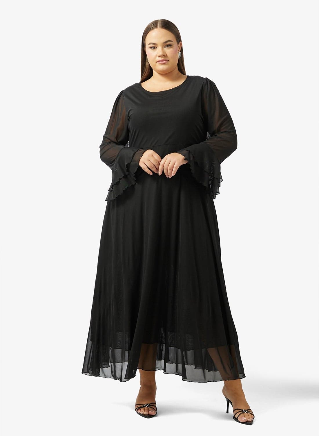 A-line Dress With Sheer Sleeves