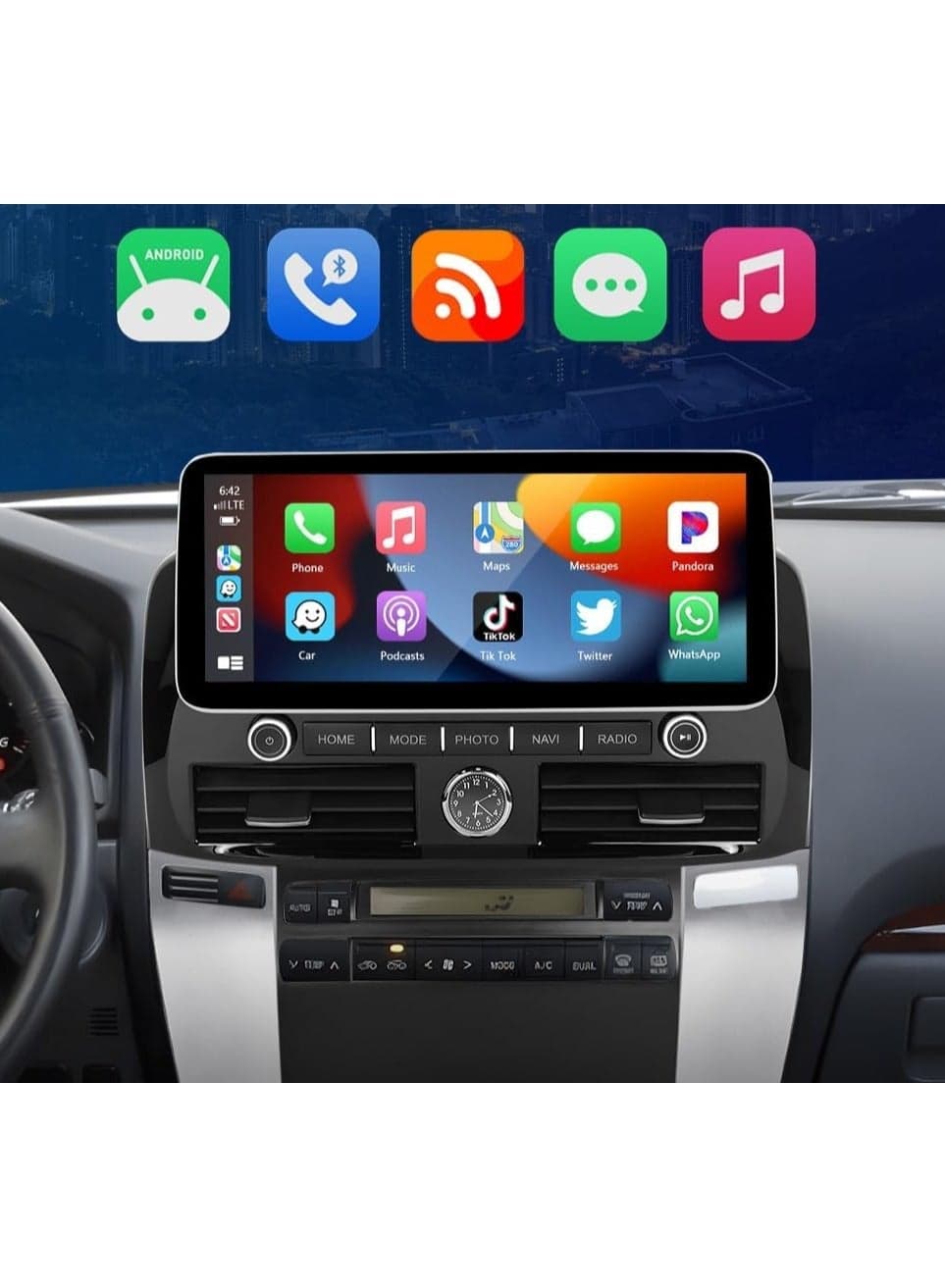Android Car Stereo Screen 12.3 Inch For Toyota Prado 2004-2009 4GB Ram Support Apple Carplay Android Auto Wireless With Complete Frame Prado Android Screen 4G WiFi USB AHD Camera Included
