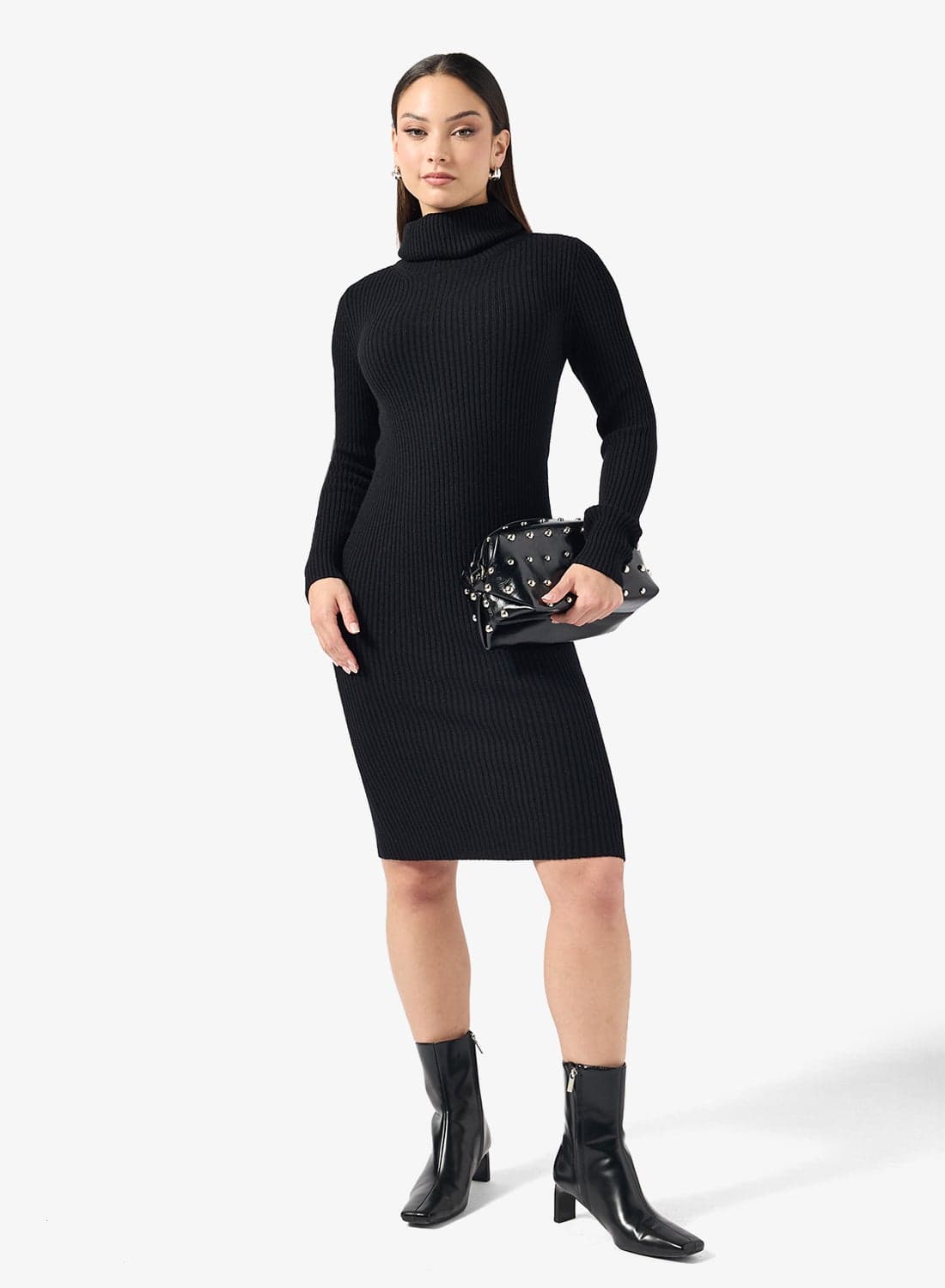 Knitted Roll Neck Bodycon Midi Dress