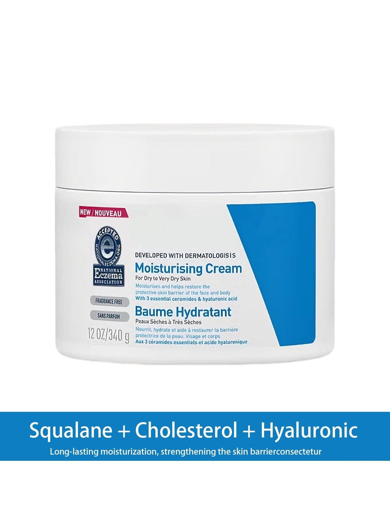 Moisturizing Cream 340g - Hyaluronic Acid Infused | For Dry Skin Intense Hydration