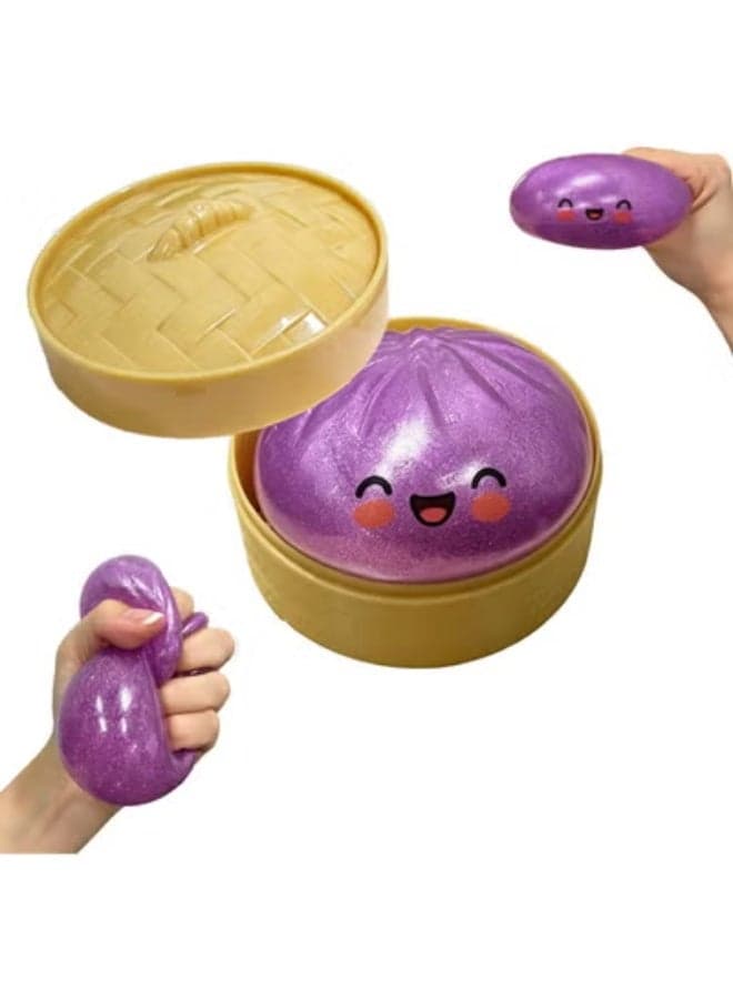 Glitter Dumpling Squishy,2026 New Shimmering Dumpling Squishy Mystery Box,Colorful Dumplings Stress Balls Fidget Sensory,Squeeze Toy for Stress Relief Stretchy Desk Toys(Glitter Purple)