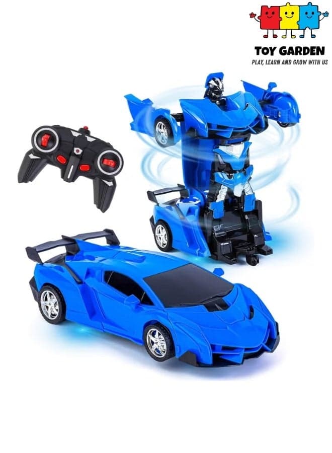 2-in-1 remote control toy, Transforming Remote Control Robot Car for Kids, Blue RC Sports Car with Easy Transformation and 360° Rotation, Fun Action Toy Gift