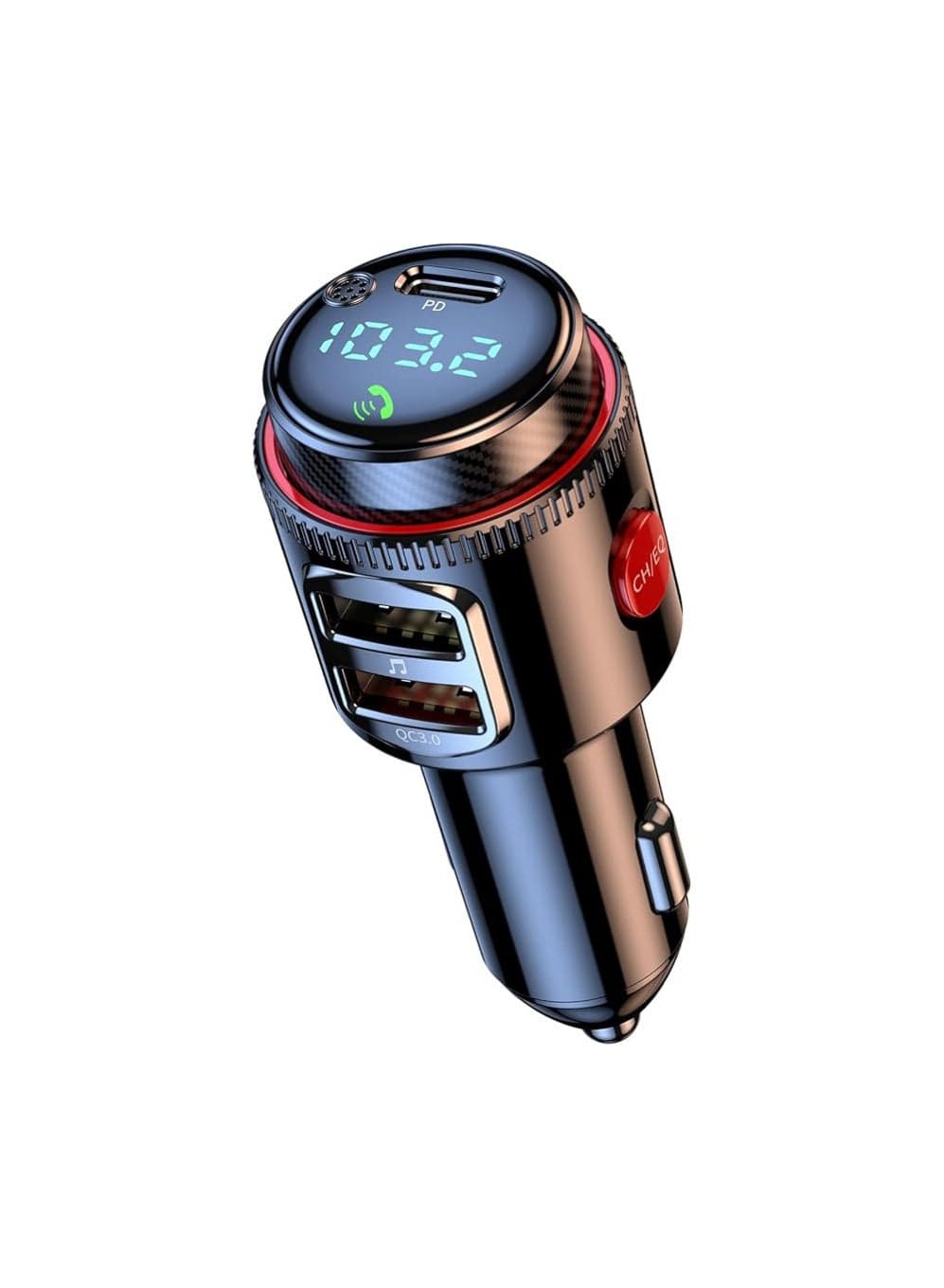 Car Charger,Car Bluetooth Adapter, Wireless FM Transmitter, USB C&QC3.0 Dual Fast Charging, Lighter Radio Music, Supports Hands-Free Siri Google Assistant & USB Drive, HiFi Bass Sound