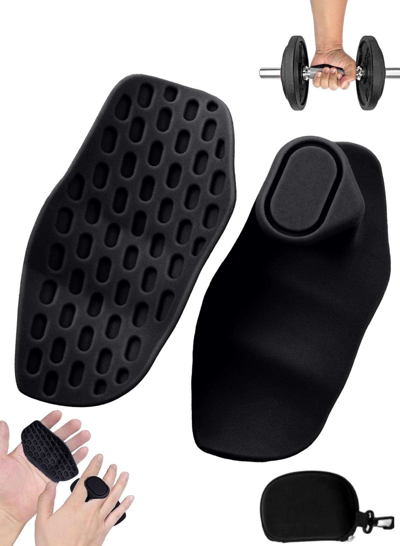 Anti Slip Gym Grips for Weight Lifting – Silicone Weight Lifting Pads with Storage Box – Ergonomic Workout Hand Protector for Dumbbells, Deadlifts, Pull-Ups, and Fitness Training – Sweat Free Hand Grip for Men & Women | Black