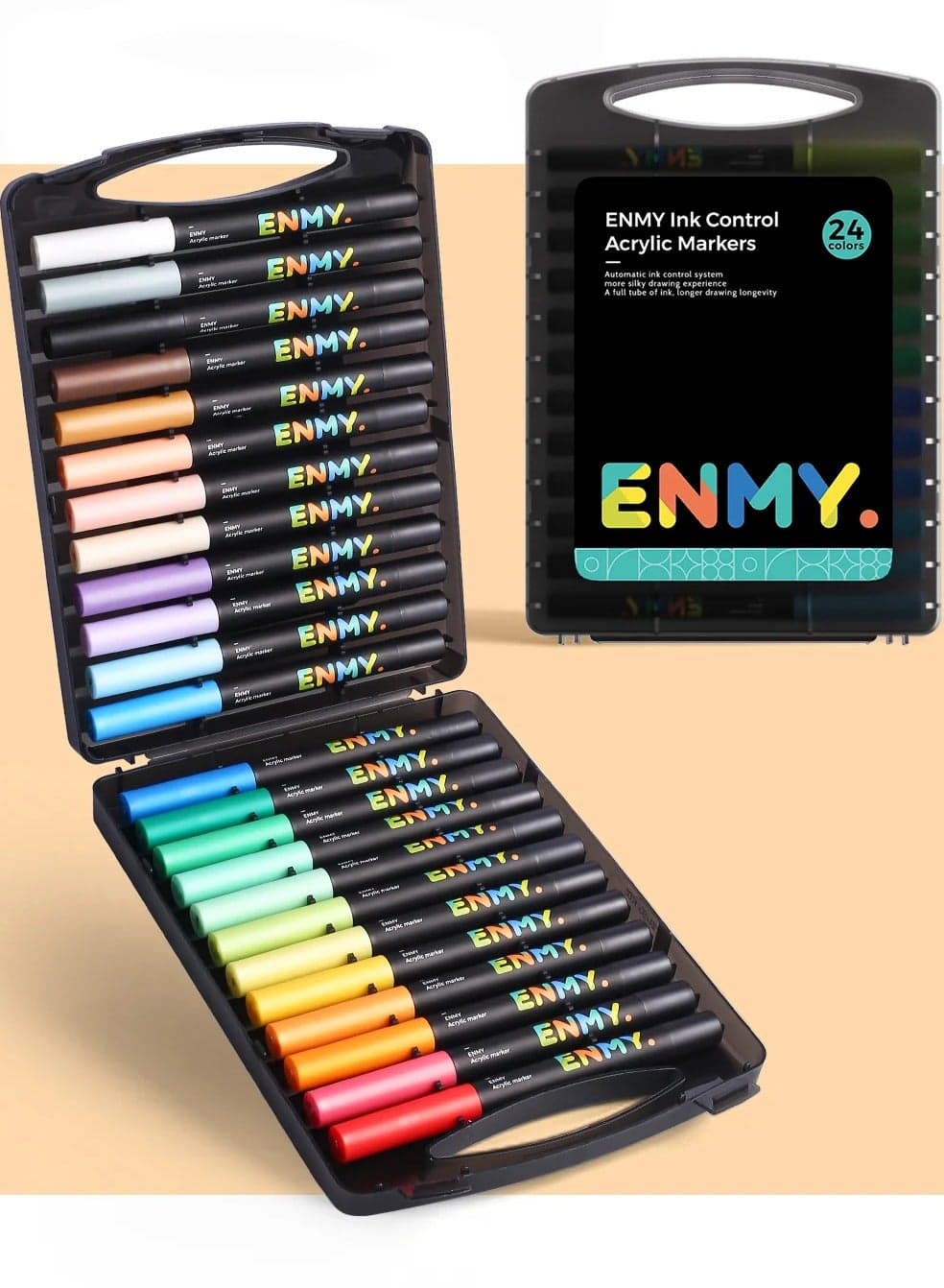 24-Color Direct Liquid Acrylic Paint Markers – Premium Acrylic Paint Pens for Rock, Fabric, Canvas, Glass, Wood, Paper & DIY Crafts | High Flow, Rich Pigment, Long-Lasting, Skin Tones, Water-Based, Washable