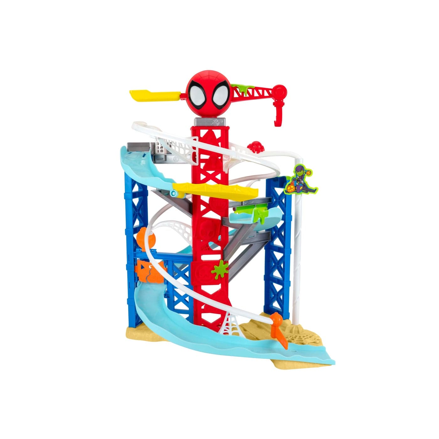 Spidey N Friends Construction Zone Chaos Track Playset with Zip Line Action Includes 2 Play Vehicles | 2-Feet Tall Race Track | Marvel | Spiderman | Toy Vehicle | Toy Car | Collectible Toys | Encourages Imaginative Play & Motor Skills Development | Gift for Kids & Toddlers