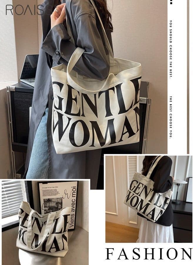 Women Stylish Canvas Bag, Large Capacity Shoulder Bag with Zipper Closure, Casual Tote Handbag for Ladies, Ideal for Dating, Shopping and Everyday Use
