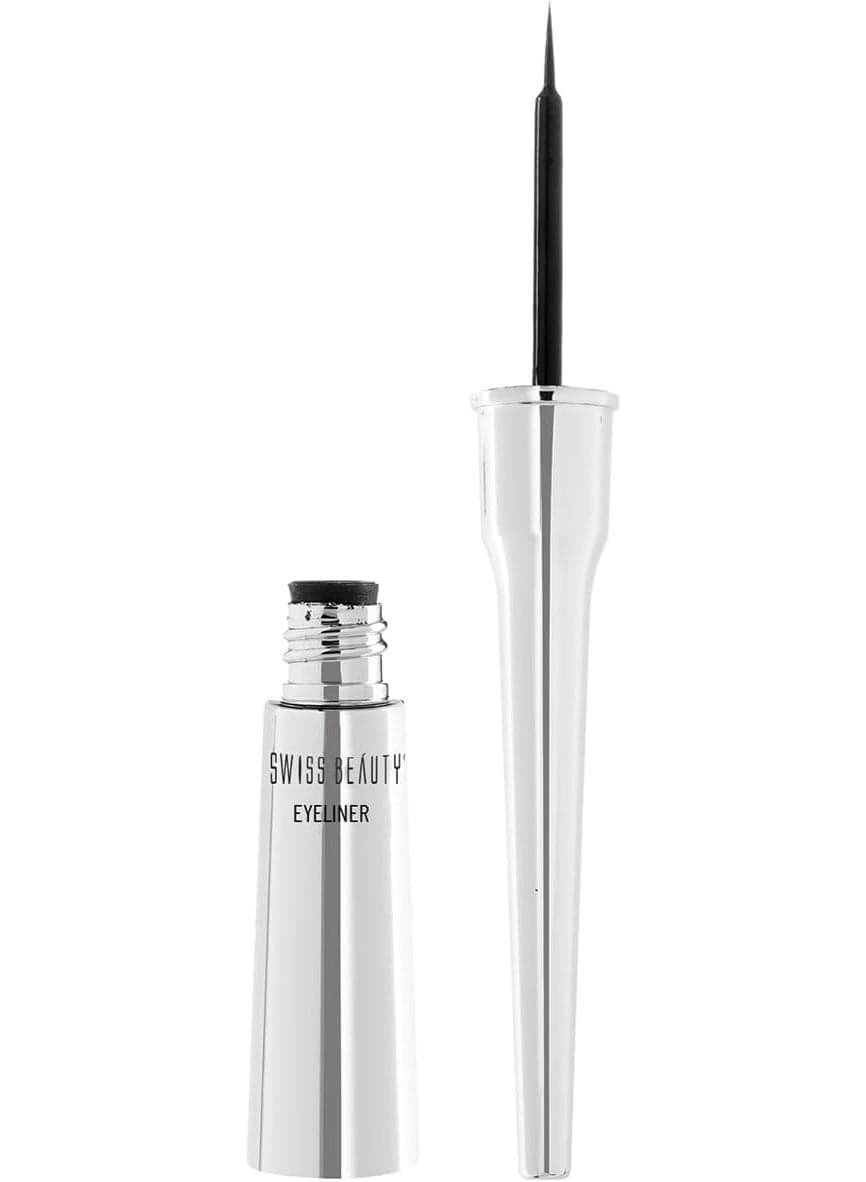 Swiss Beauty Jet Black Liquid Eyeliner | Long Lasting | Waterproof | Smudge Proof & One Stroke Application | 4ml
