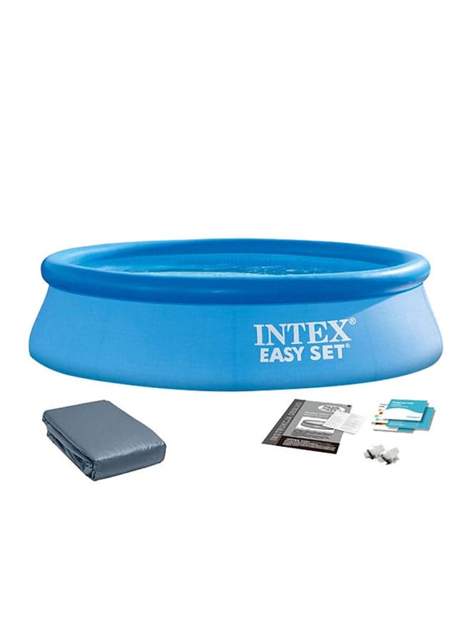 Intex Easy Set Inflatable Puncture Resistant Circular Above Ground Portable Outdoor Family Swimming Pool | Blue | 8Ft X 24 Inch