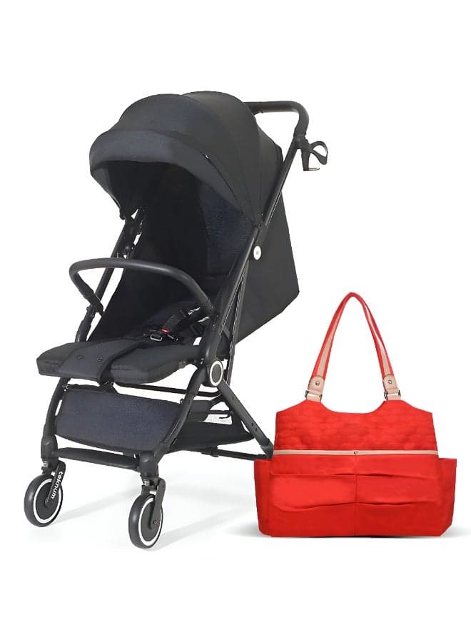 TEKNUM Travel Cabin Stroller wt Diaper Tote Bag Lightweight - Black