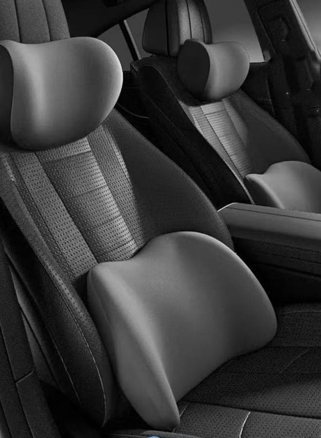 Lumbar Support Pillows And Car Headrest Neck Pillowcases Car Cushion Lumbar Support And Car Neck Pillow Kits Memory Foam Ergonomic Seat Cushions Adjustable With Car Interior
