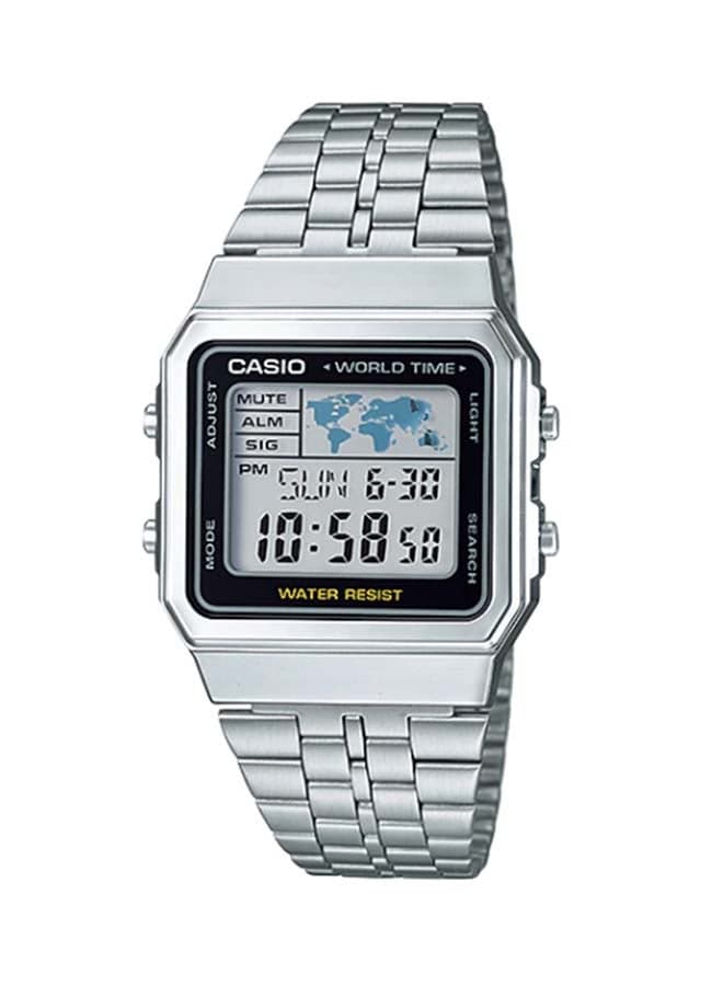 Unisex Stainless Steel Digital Wrist Watch A500WA-1DF - 33 mm - Silver