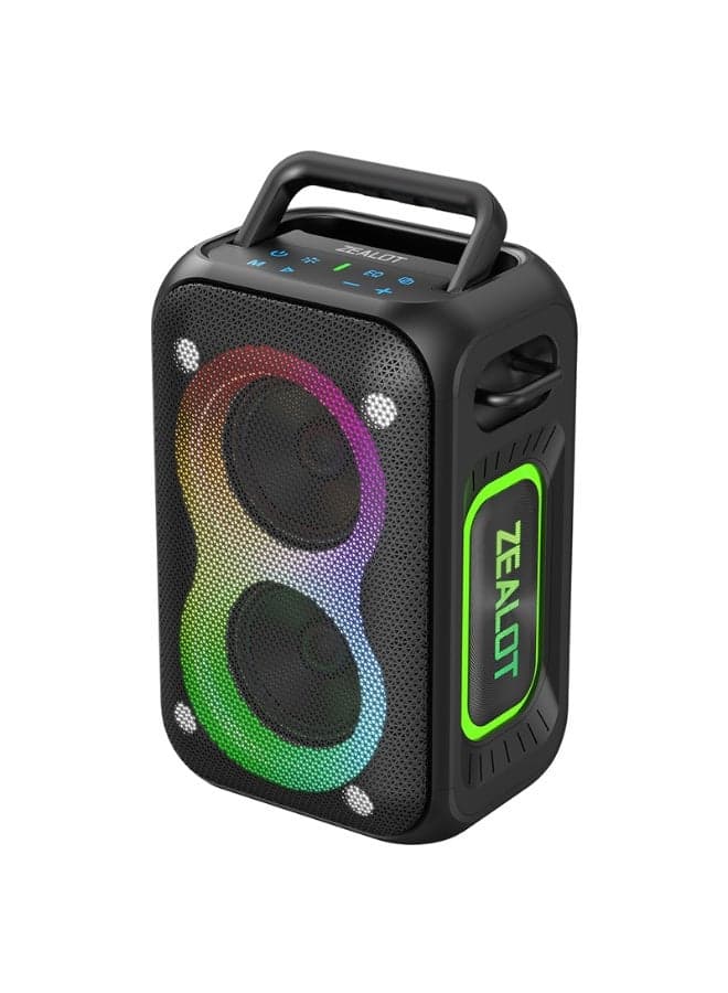ZEALOT PT02 120W Bluetooth Speaker Outdoor Loud Stereo Powerful Bass Hifi Sound Quality Musicbox 8000mAh 36 Hours Playtime Dynamic RGB Light Subwoofer Support 3.5mm AUX/TF Card/ USB Drive