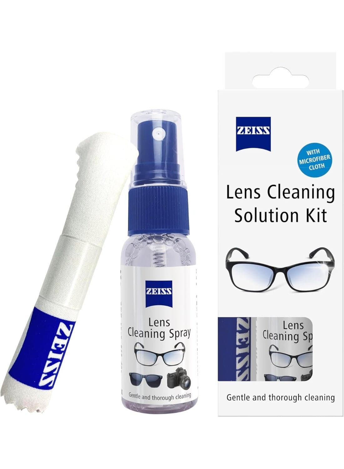 ZEISS Lens Cleaning Solution Kit 30ml with Microfiber Cloth | Perfect Lens Cleaner for Spectacles, Eyeglasses, Sunglasses, Camera Lenses, Binoculars & Ski goggles