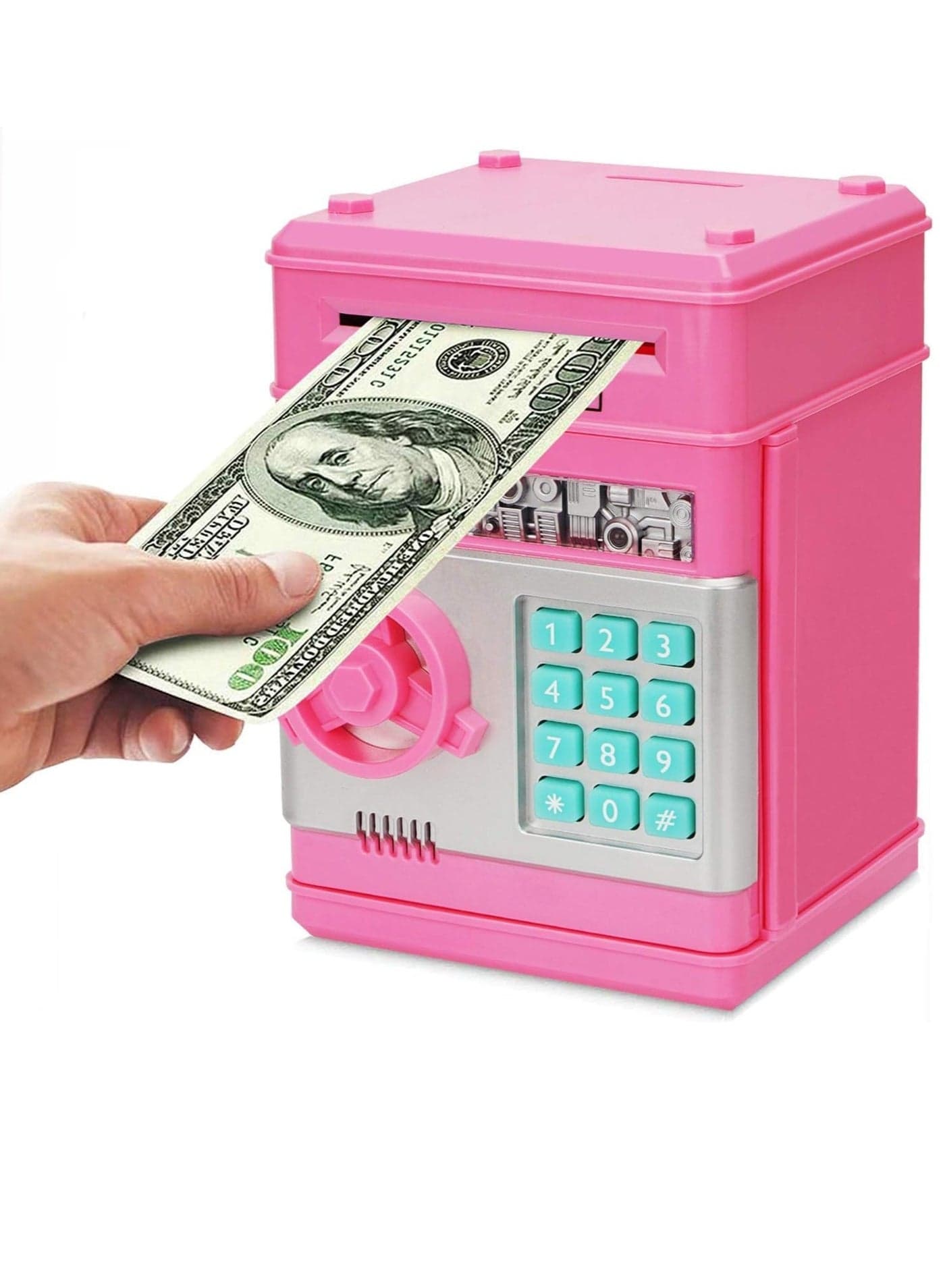 Piggy Bank Cash Coin Can ATM Bank Electronic Coin Money Bank Money Saving Box for Teen Girl Toy Age 4 8 10 12 with Password Code Lock for Kids(PINK)