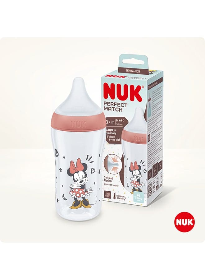Perfect Match Baby Feeding Bottle | 3+ Months, Temperature Control, Anti-Colic Valve And Bpa Free | M-Silicone Teat, Disney'S Mickey Mouse-260Ml Red