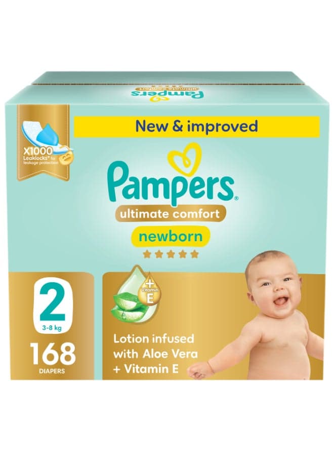 Premium Care Taped Diapers Size 2 Mega Box 168 Count