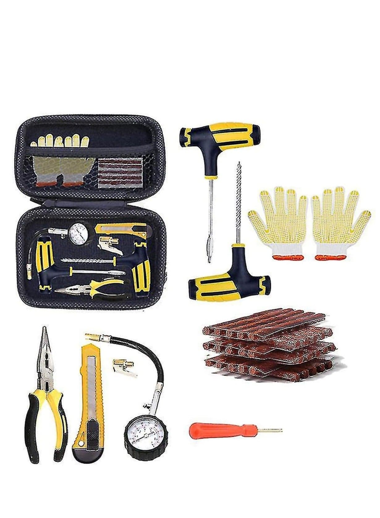 Universal Tire Repair Kit | 15 Piece Value Pack | Fix Punctures and Plug Flats | Ideal for Cars, Trucks, Motorcycle, ATV, Jeeps, Off Road Vehicles, RV, Tractors