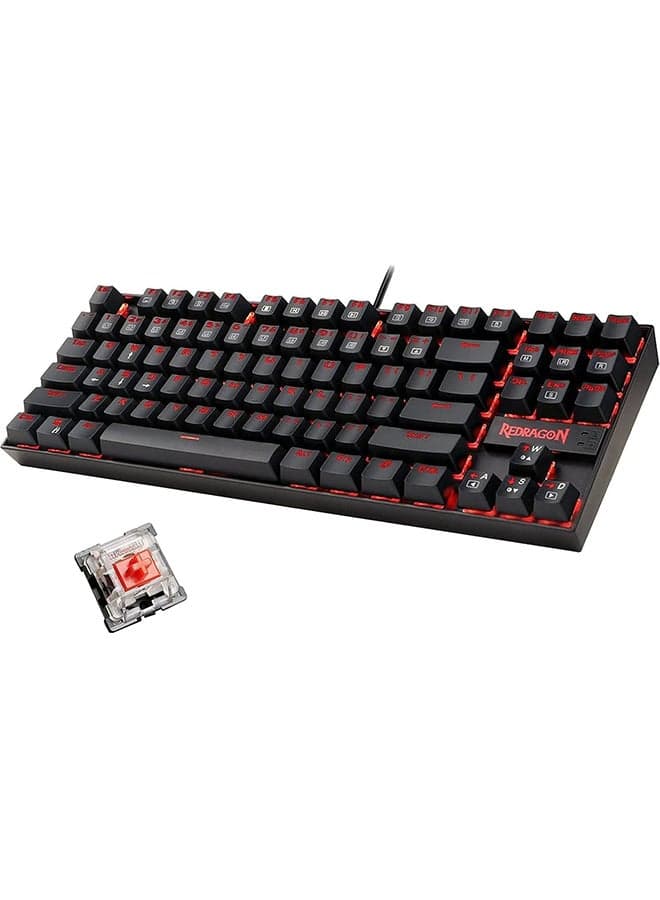 K552-2 87 Keys 60% Small TKL Mechanical Gaming Keyboard Black Red Led Backlit