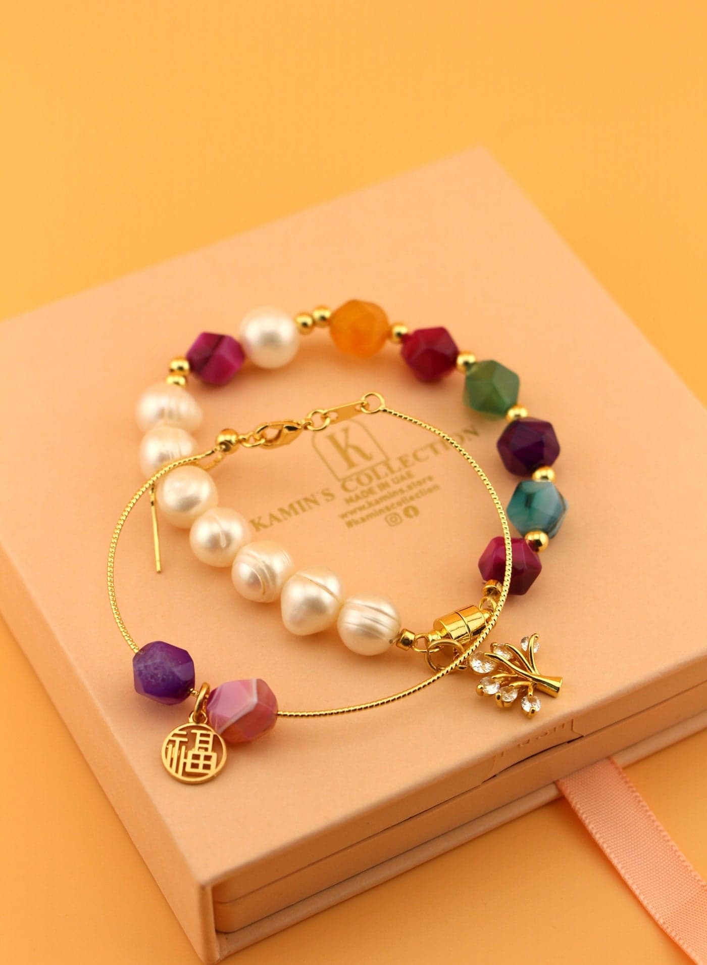 Pearl & Multicolor Agate Bracelet