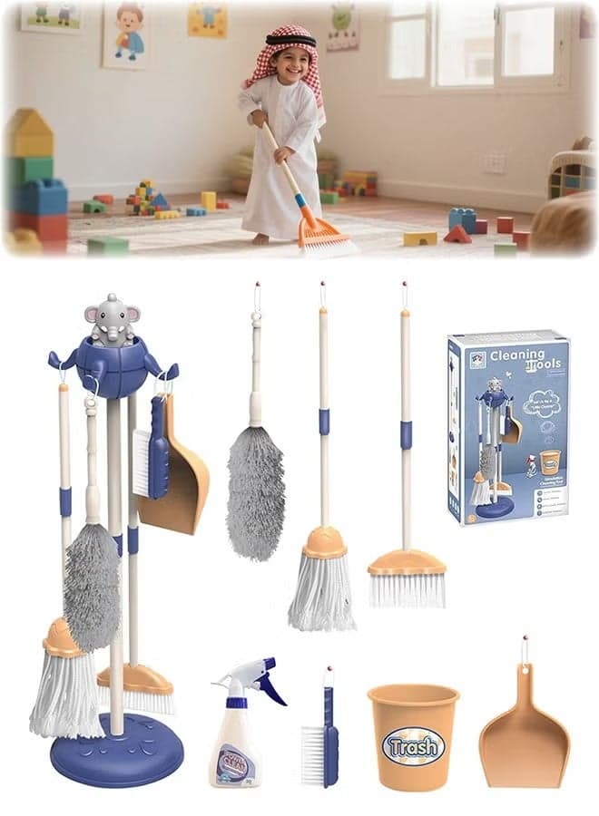 8-Piece Pretend Play Cleaning Set for Toddlers - Kids Broom, Dustpan & Mop with Realistic Sounds - Educational Toy for Housekeeping, Role Play for Boys & Girls Ages 3-5
