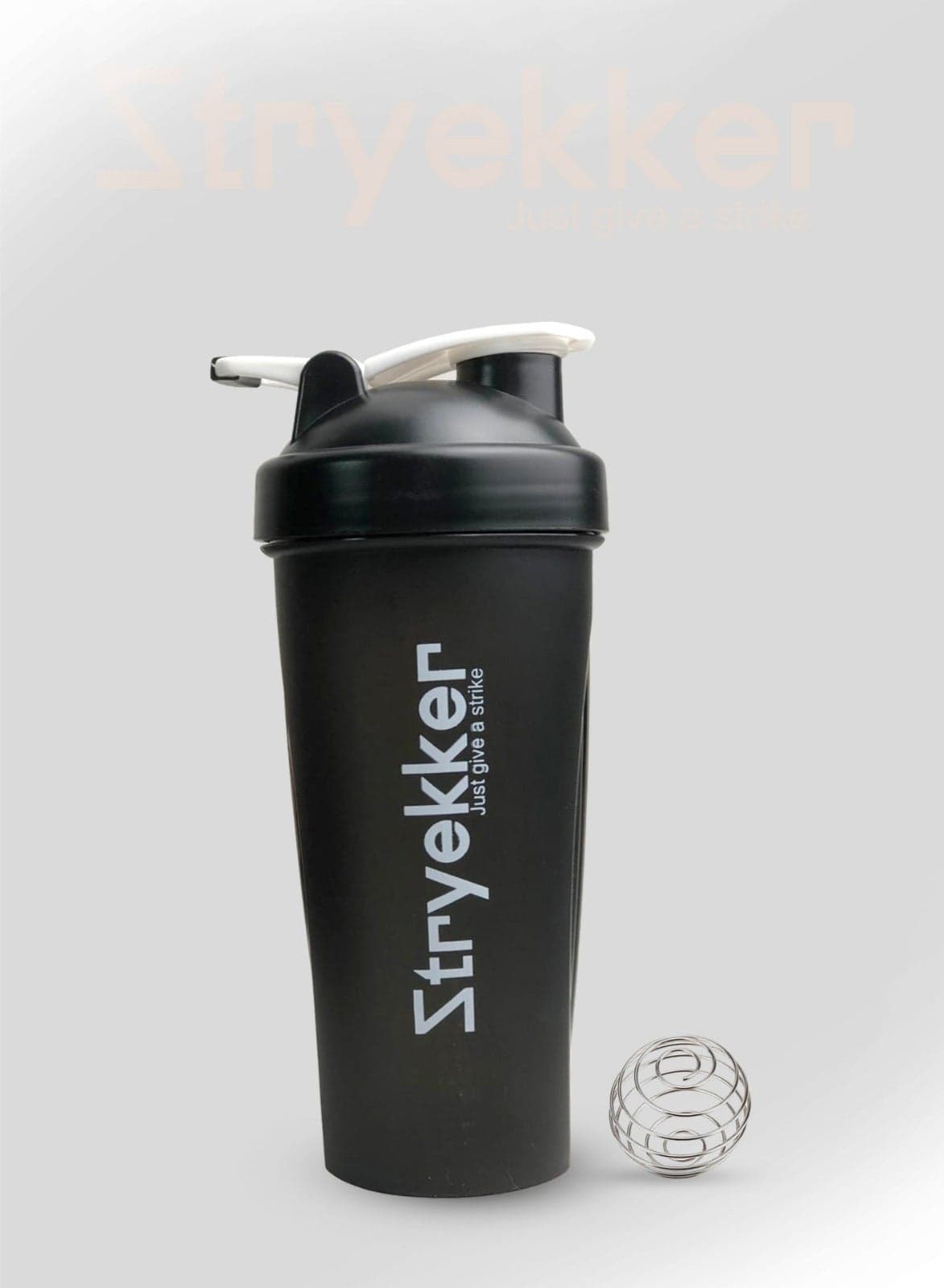 Stryekker Protein Shaker Bottle – Transparent Black, BPA-Free, 28oz, Leak-Proof Lid