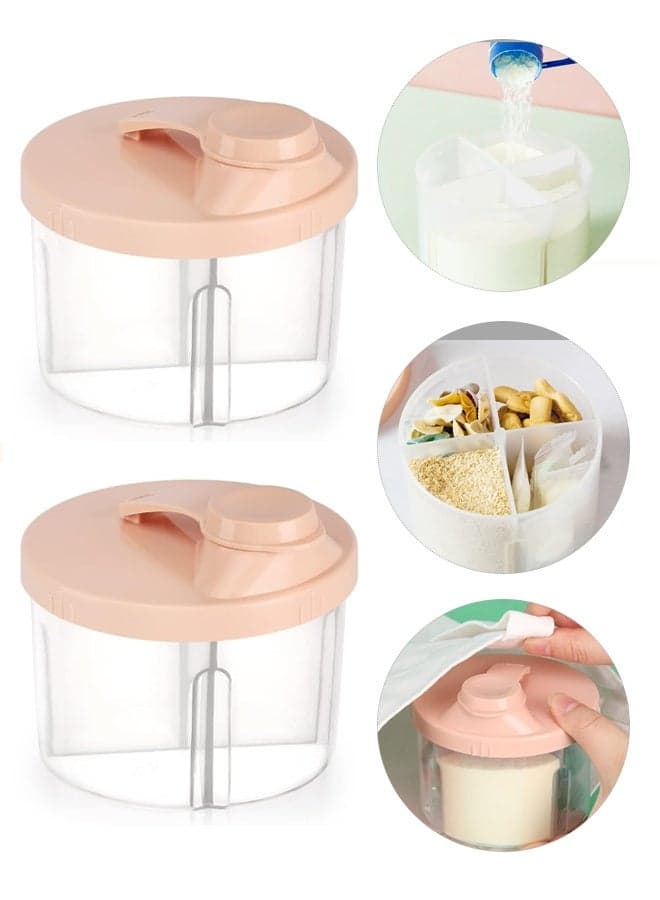 2 Pack Baby Formula Dispenser On The Go, Non-Spill Rotating Four-Compartment Formula Container to Go for Infant Toddler Travel Outdoor(Orange)