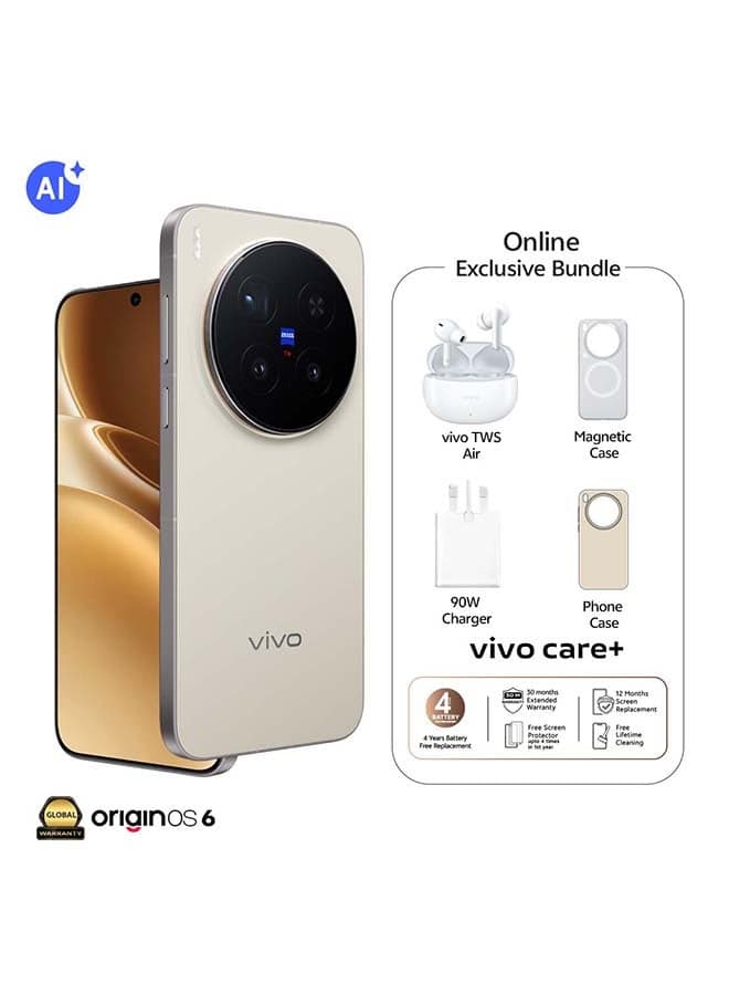 X300 Pro 5G Dual SIM Dune Brown 16GB RAM 512GB With Exclusive Magnetic Case +vivo TWS Air And 30 Months Warranty + 1 Year Screen Replacement - Middle East Version