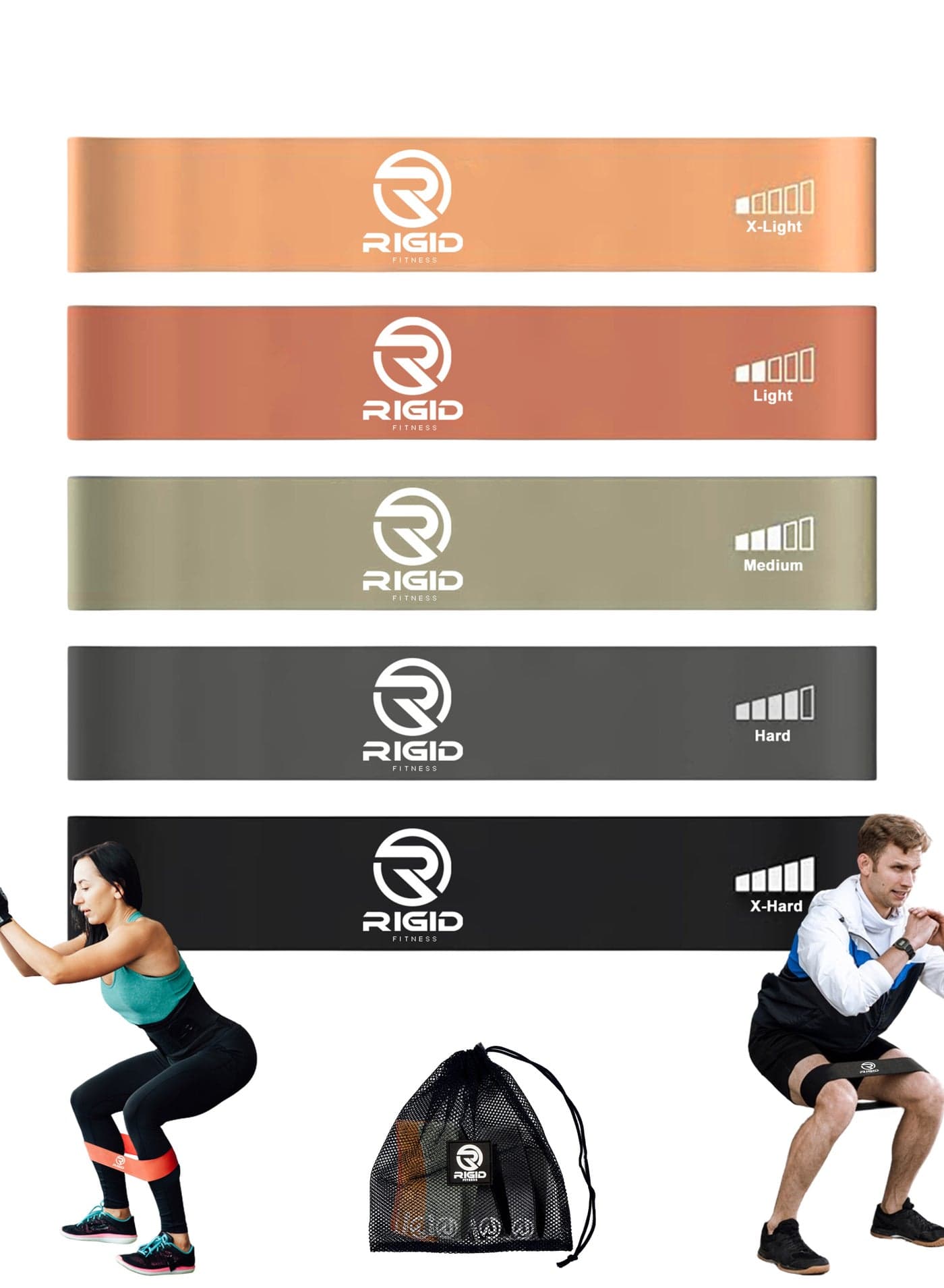 Anti-Slip Hips bands for Women and Men, Exercises bands for Hips and Legs - Glutes bands for Women - Booty Bands for glutes and legs - 100% Latex Loops Bands (5 Resistance Levels)