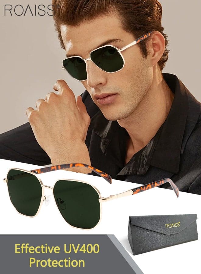 Polygon Sunglasses for Men and Women, UV400 Protection Sun Glasses, Fashion Retro Sun Shades for Shopping Party Travel with Glasses Case, 56mm