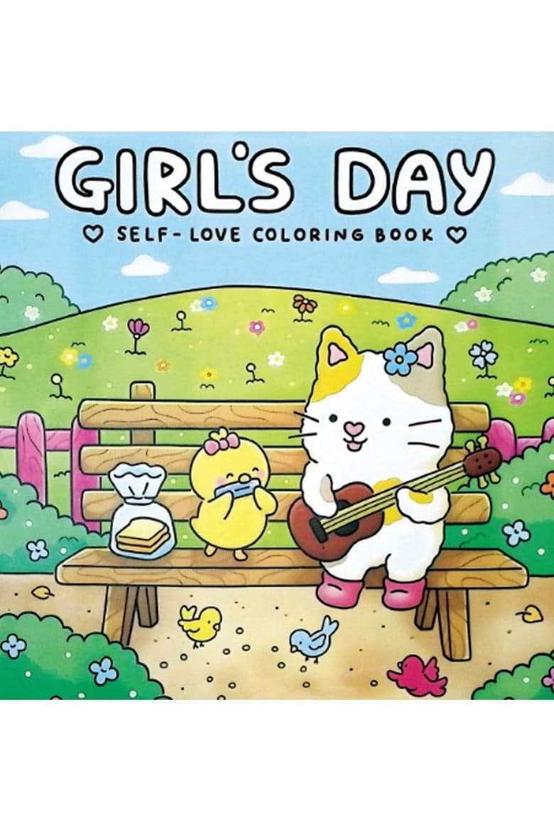 "Girl Days" 48 pcs Coloring Book for Adults & Teens – Cute & Cozy Daily Relaxation Activity with Whimsical Illustrations of Girls Reading with Pets, Perfect for Stress Relief, Cozy Spaces & Holiday Gifting