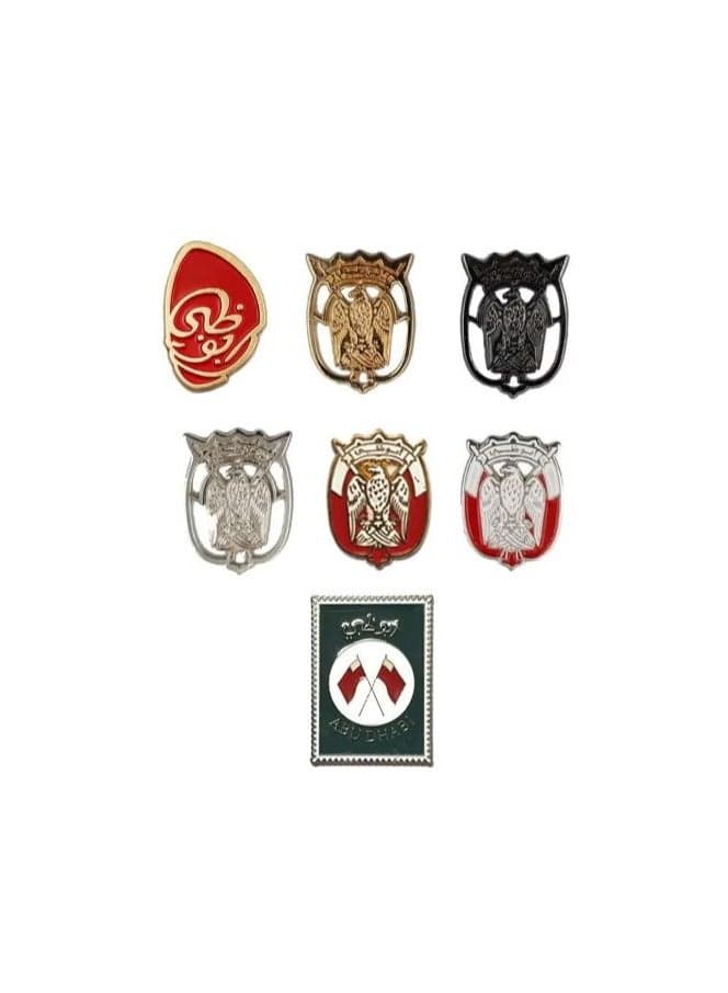 Abu Dhabi 2D Sticker Badge UAE Abu Dhabi 7 Pcs Mix Logo Design Sticker Badge Metal 3cm