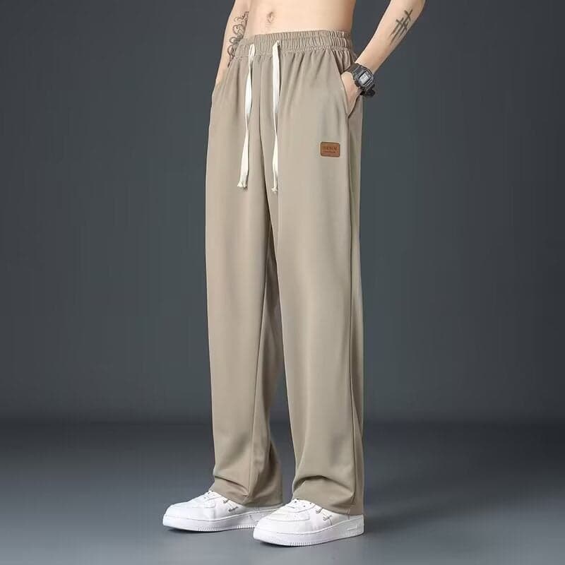 Ice Silk Casual Pants Men'S Summer Trendy Brand All-Match Pendant Straight Pants Boys Wide-Leg Loose Sports Pants