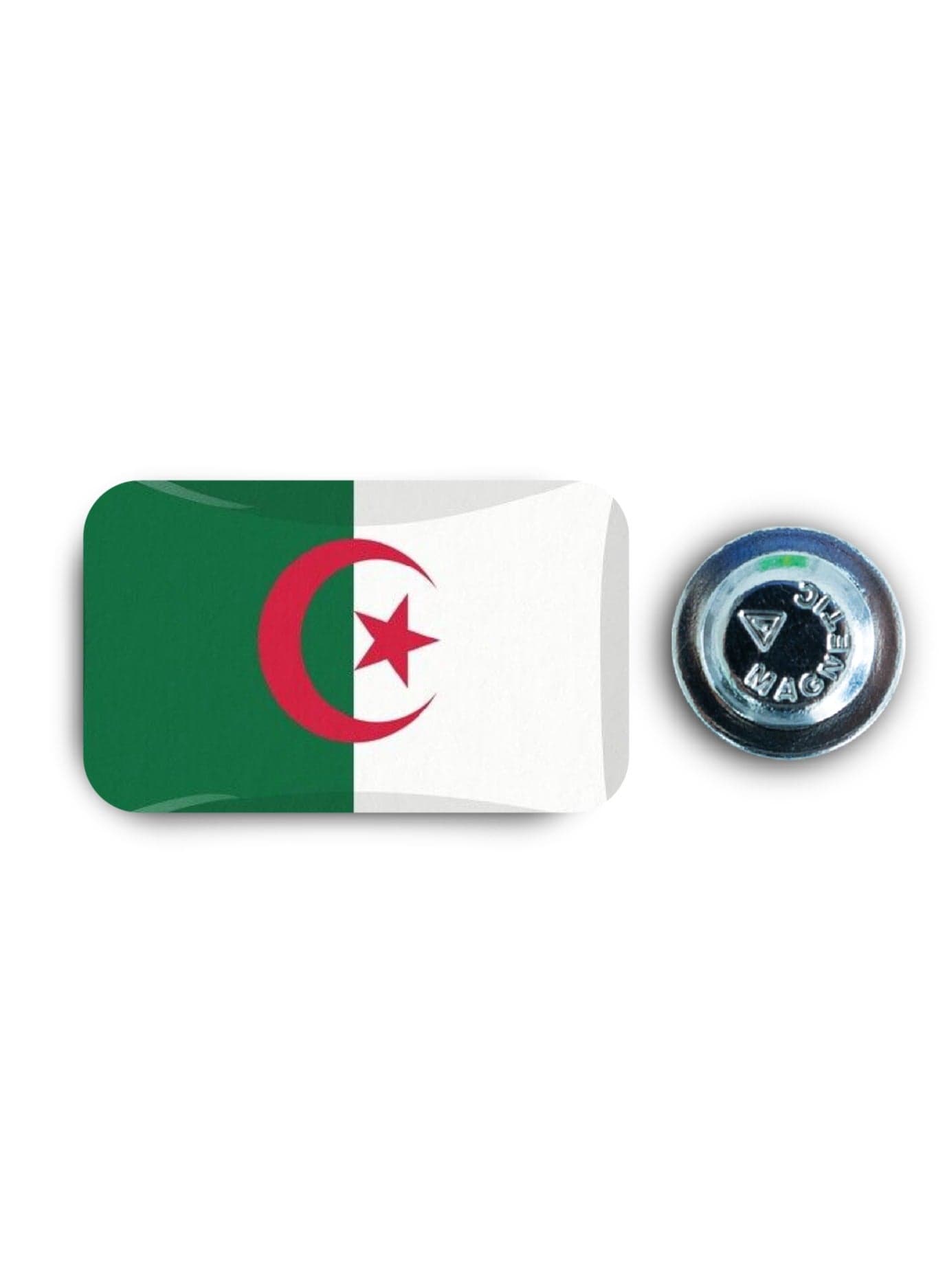 ALGERIA Flag - Metal Badge Epoxy Coated with Magnetic Pin that Doesn't Tear Clothes