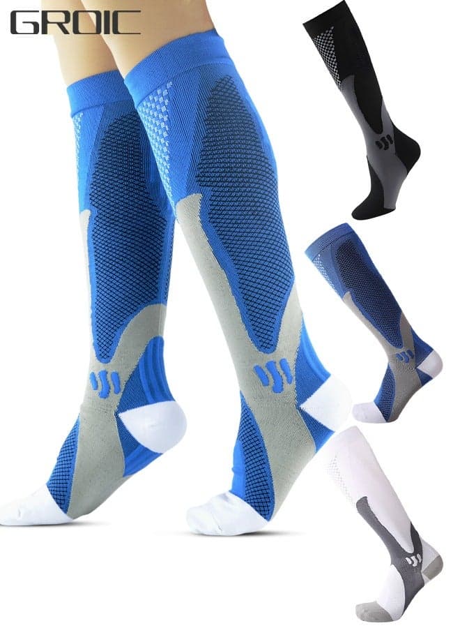 3 Pack Elite Basketball Crew Socks for Men, Soft Long Calf Baseball Socks Athletic Running Socks Men's Basketball Long Sock Sports Outdoor Socks Compression Sock