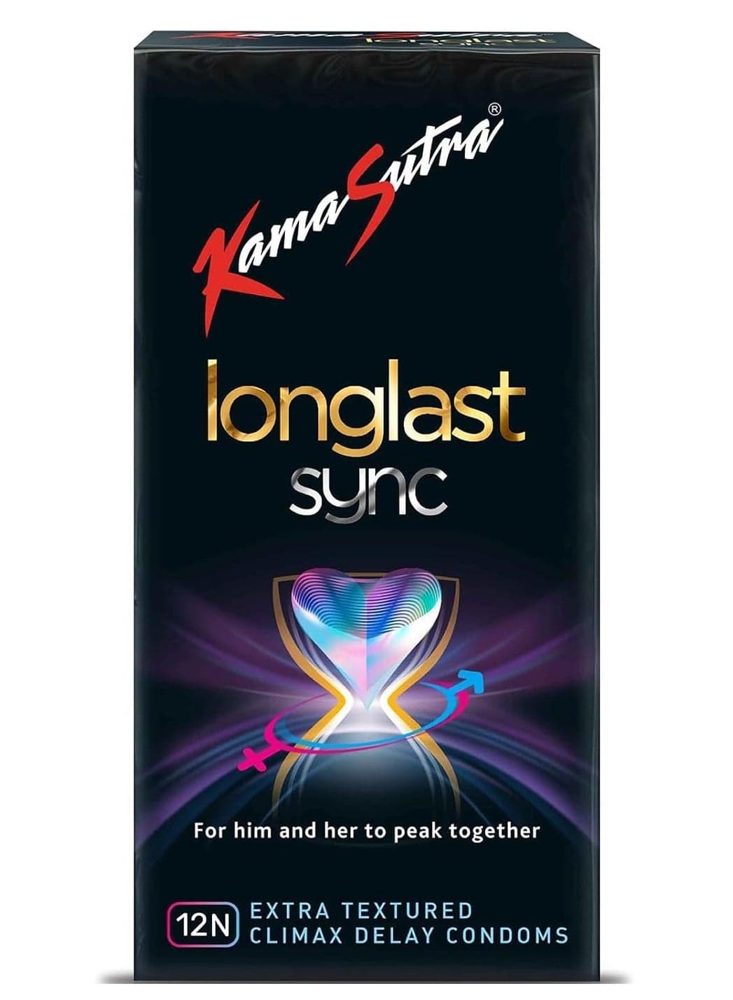 LongLast Sync Condom for Men | Multi Textured | Dotted | Ribbed | Contoured | Pack of 12