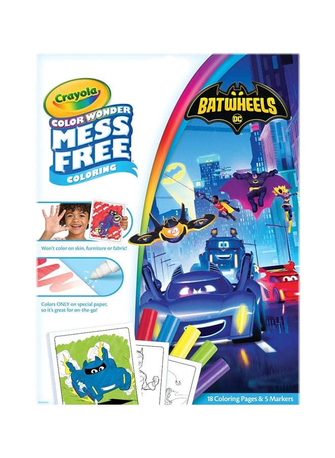 Color Wonder Batwheels Activity Set – Mess Free Batman Coloring for Toddlers, Includes Markers & Pages, Gift for Kids Ages 3+