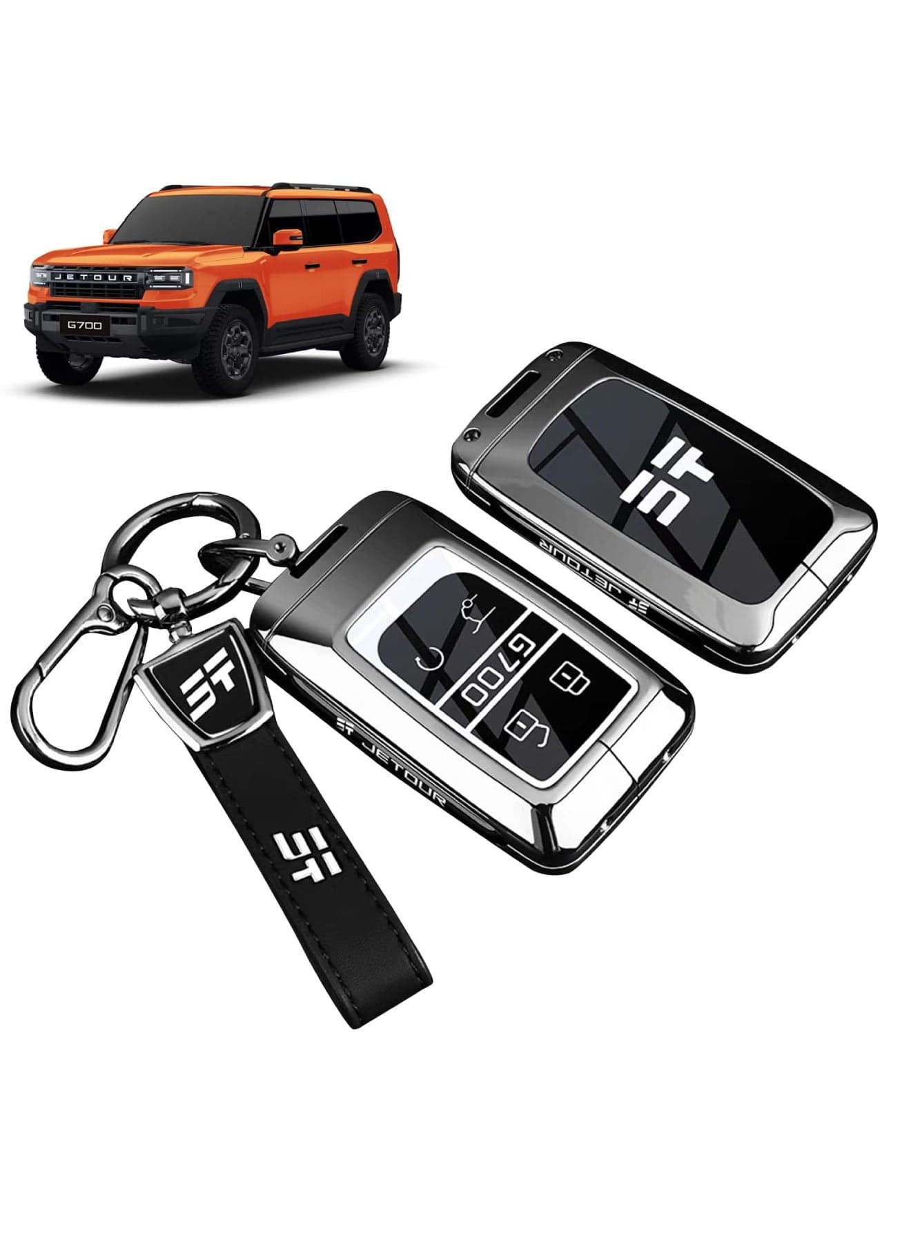 Car Key Shell Cover Compatible with Jetour G700 2025 2026 Key Zinc Alloy And PU Material Car Smart Key Case Cover Full Protection g700 2025 2026 Key Shells
