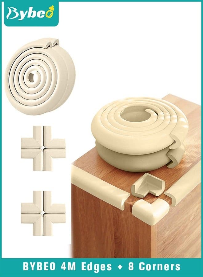 Baby Proofing Edge and Corner Guard Protector Set For Furniture Or Tables, 4m Edges & 8 Foam Corners