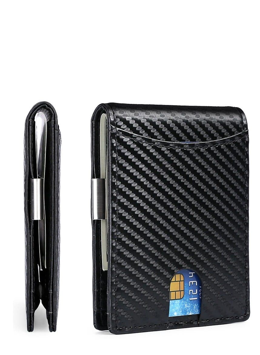 Skycare Slim Wallets for Men - Leather Money Clip Mens Wallet - RFID Blocking Front Pocket Bifold Wallet - Minimalist Credit Card Holder with Gift Box