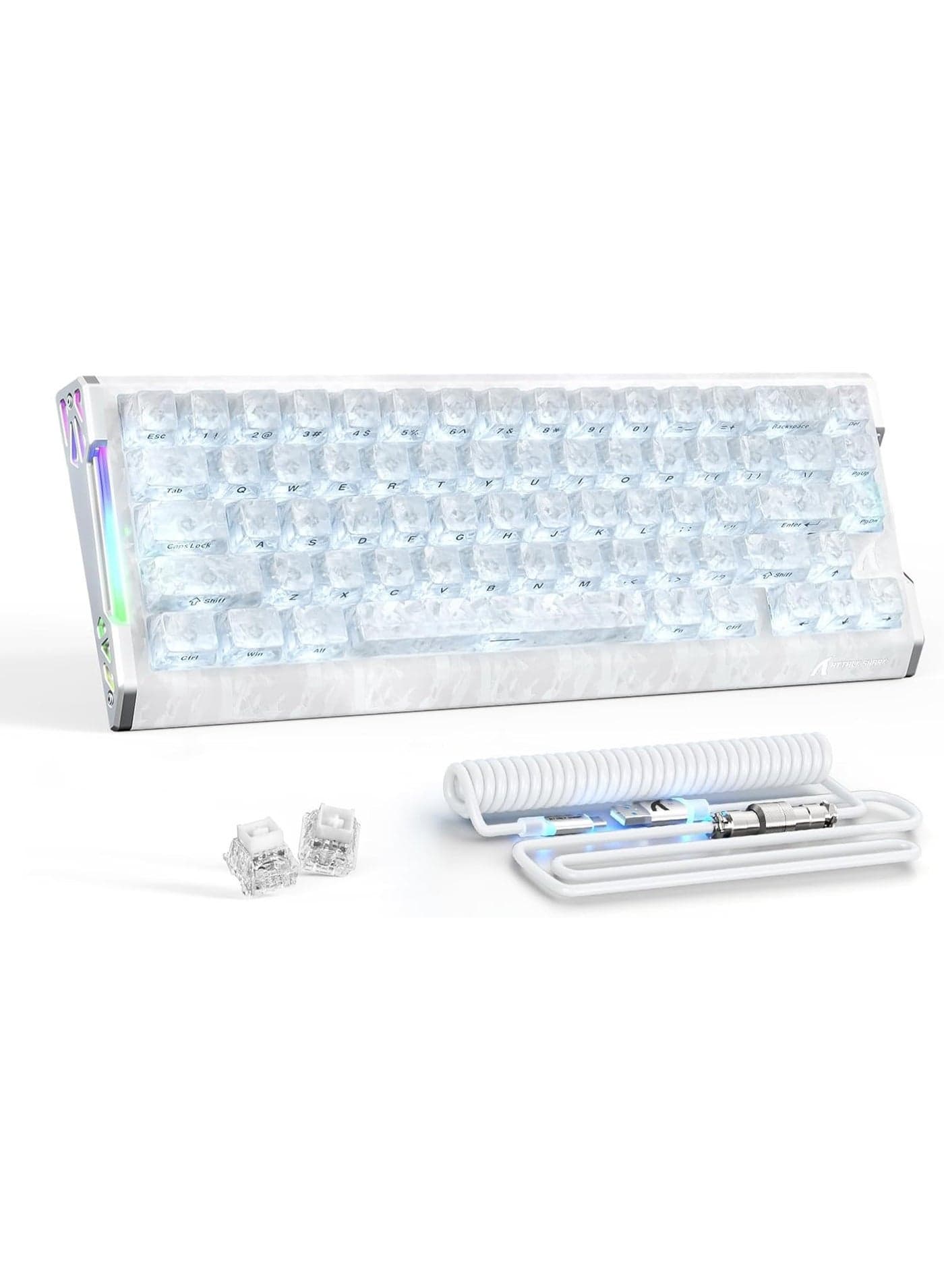 ATTACK SHARK R68HE Carbon Fiber 8000Hz Rapid Trigger Keyboard,0.005mm RT Accuracy 68 Keys Wired Gaming Keyboard with Magnetic Switch,Adjustable Actuation, Rapid Trigger,RGB Lighting for PC/Mac,White