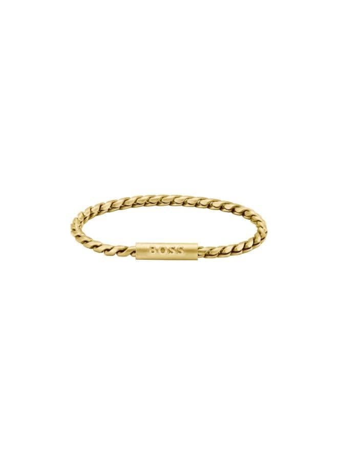 Doran Collection Chain Bracelet For Men In Yellow Gold With An Engraved Plaque - 1580696