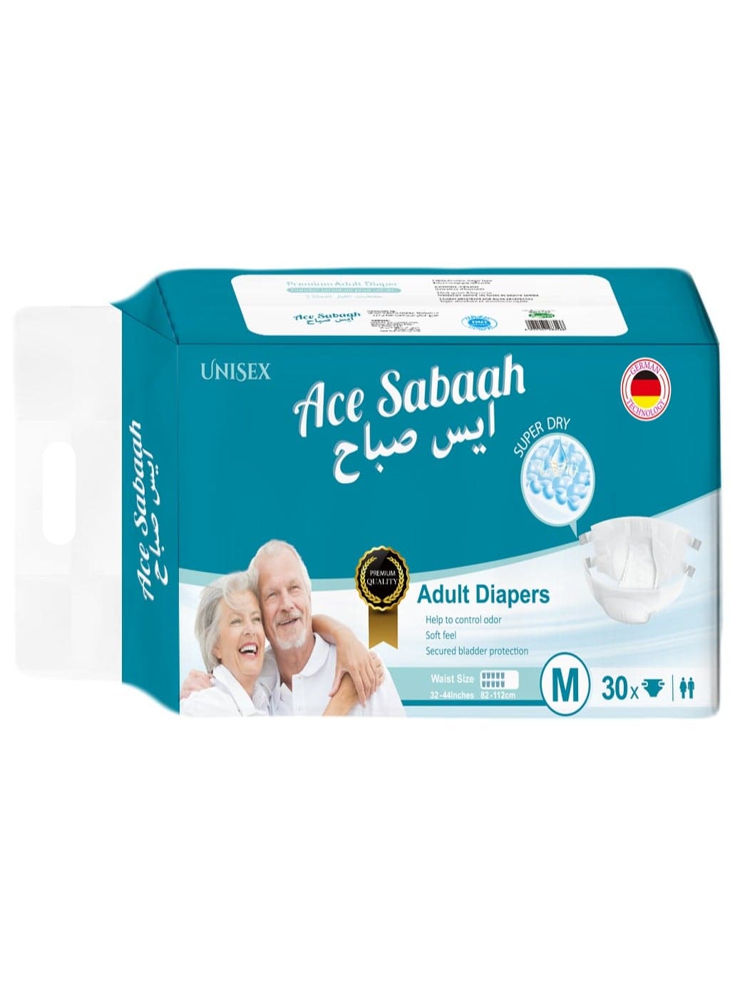Adult Diaper, Size Medium, Waist 82-112Cm, Pack Of 30