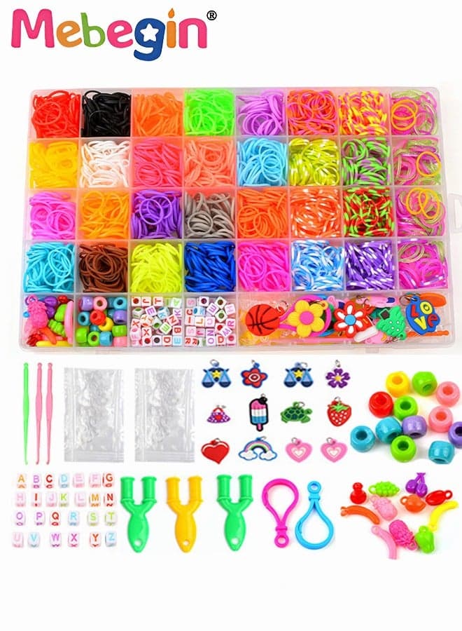 2700+ Rubber Bands Bracelet Kit DIY Making Kit 2500+ Bands Refill Set Kids Colorful Rubber Bands Kits with Storage Container 32 Colors Birthday Gift for Kids Friendship Gift