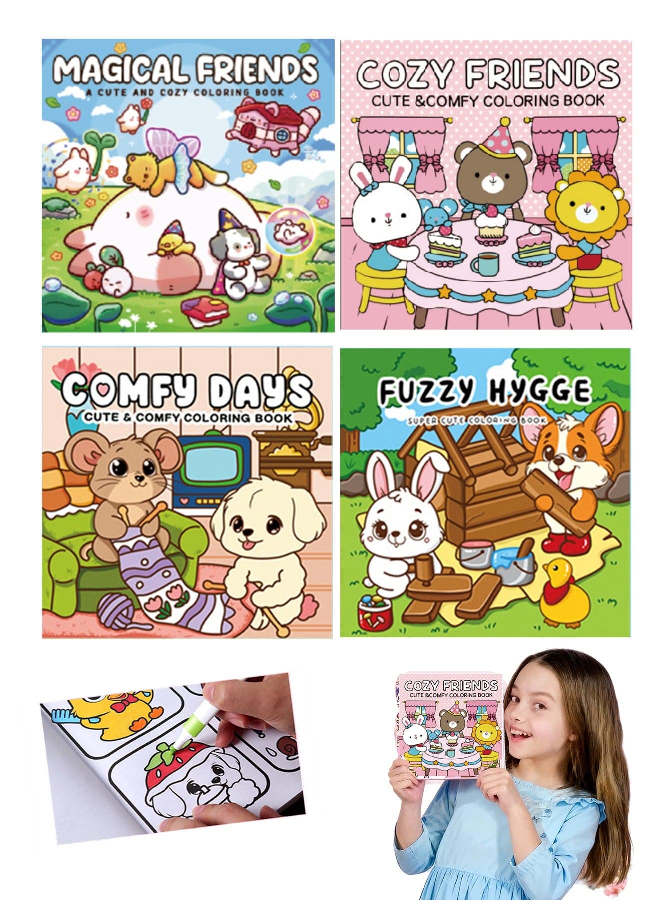 4pcs Coloring Books For Kids Children Adult Fun Coloring Book Stress Relief Perfect Gift